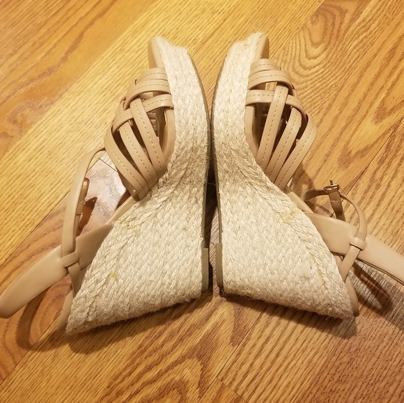 Soda Shoes - Soda Wedge Espadrille Strap Nude Sandals
